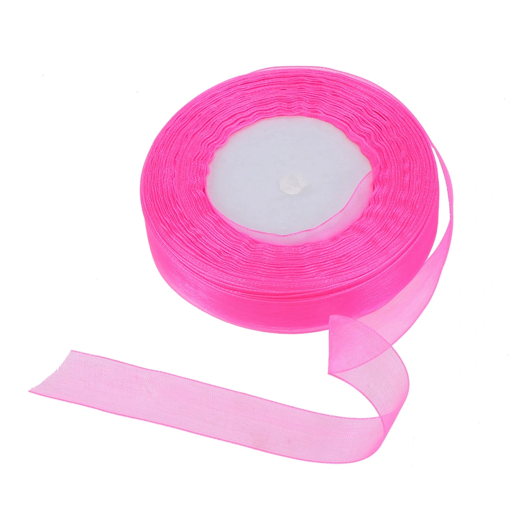 2CM Organza Ribbon Wedding Festive Party Decor Gift Packing Ribbon DIY Accessories Decoration (Rosy)