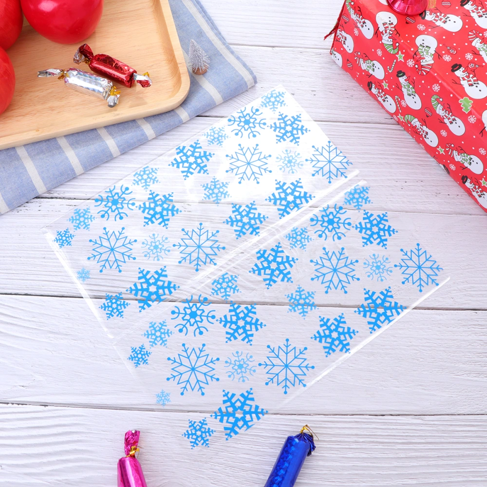 100pcs Christmas Lovely Candy Bags Creative Gift Bag Portable Biscuits Storage Pouch for Home Party (Blue Snowflake)