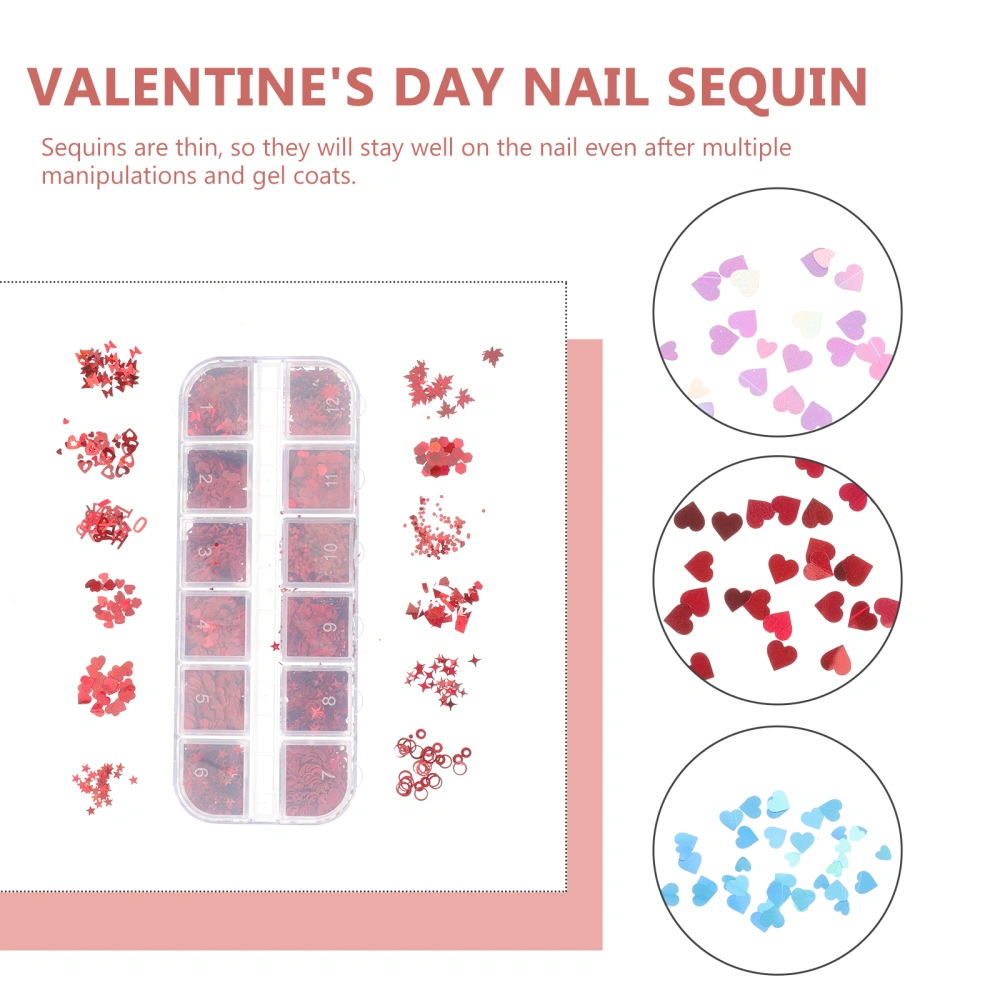 3Boxes Valentine DIY Manicure Stickers Lovely Heart Shape Nail Sequins