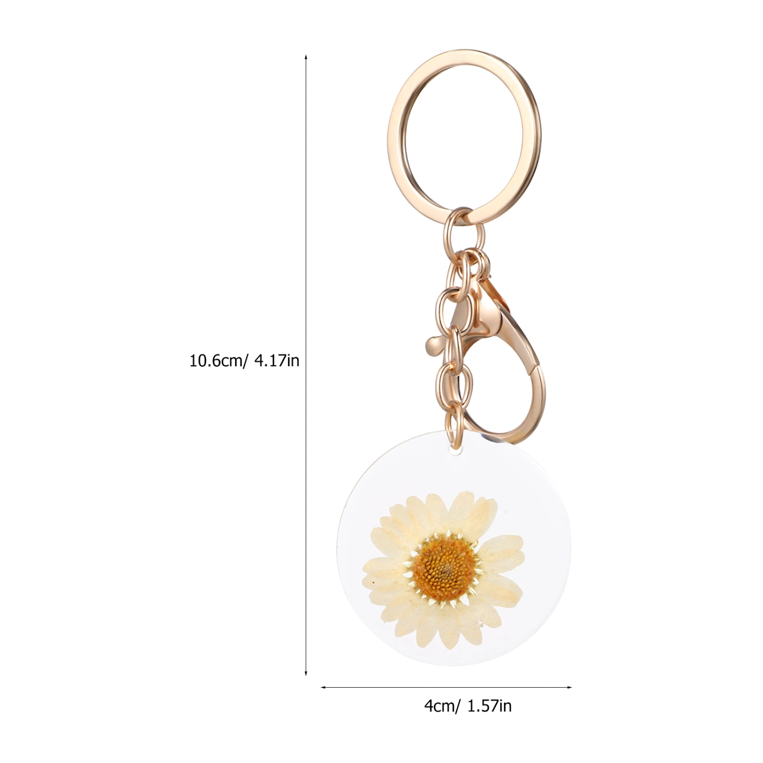2pcs Metal Key Chains Dried Flower Key Rings Backpack Key Pendants Purse Hanging Decorations