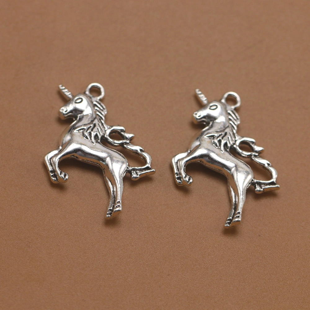 20pcs Alloy Unicorn Shape Pendant Charms DIY Jewelry Making Accessories for Earrings Bracelet Antique Silver