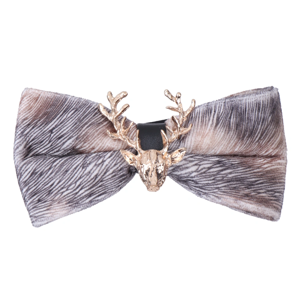 Male Pleuche Bow Tie Christmas Elk Designed Bow Tie Creative Clothes Decoration (Champagne)