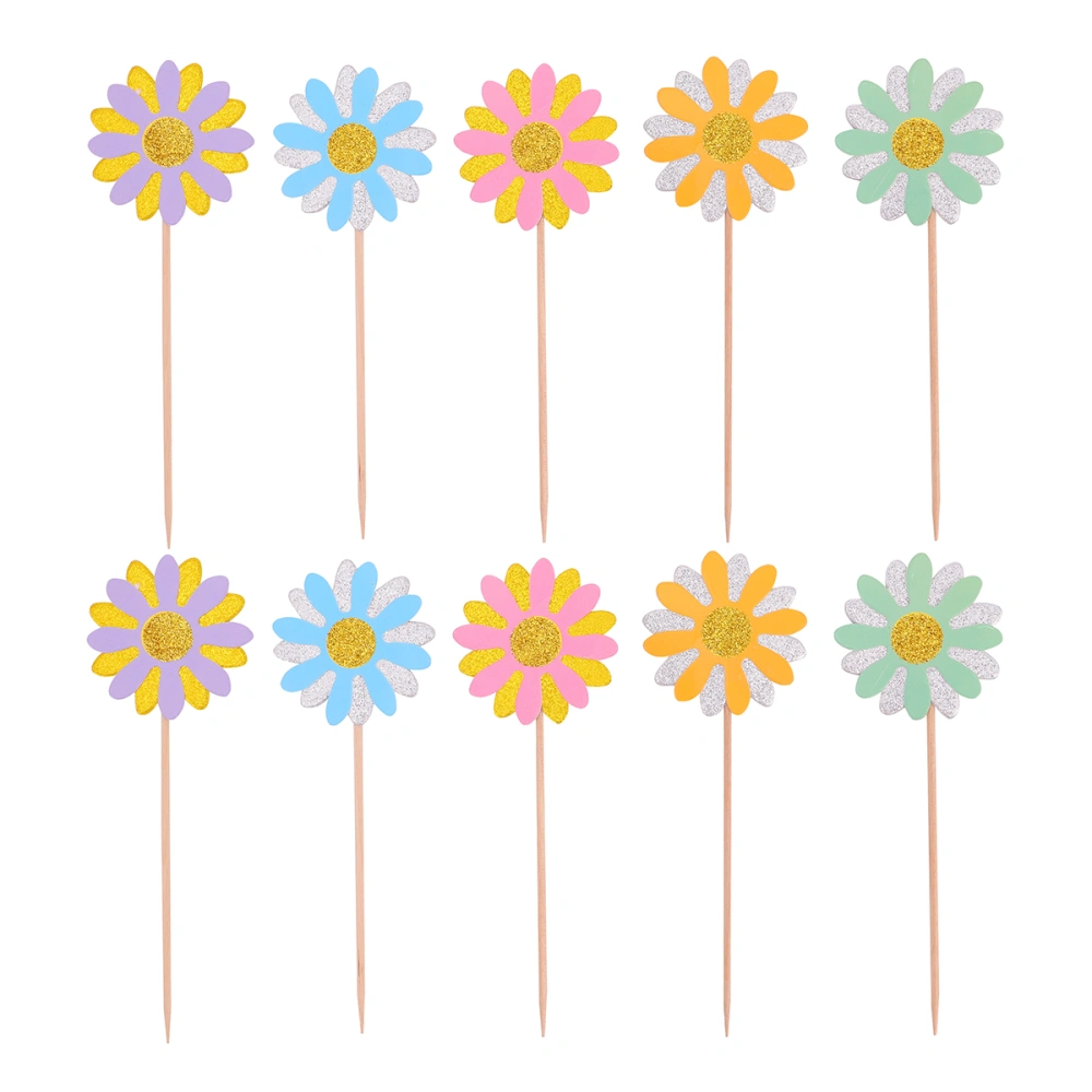 25pcs Sunflower Cake Toppers Colorful Birthday Cake Picks Decorative Cake Picks for Party