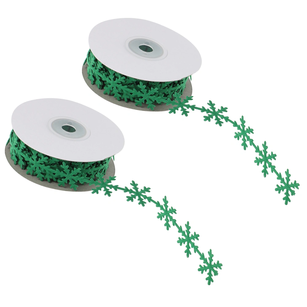 2pcs Christmas Snowflake Packaging Ribbons Decorative Gift Wrapping Ribbons