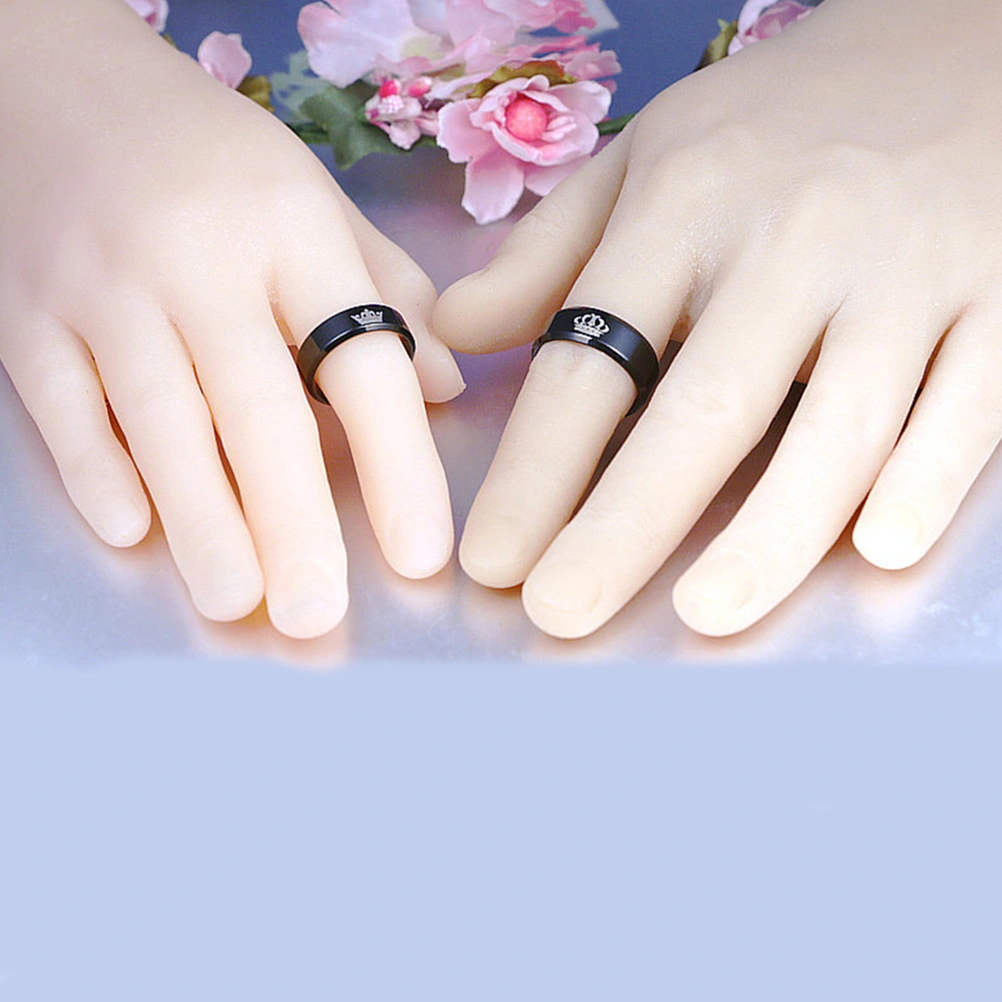 Couples Ring Titanium Steel Crown Stainless Steel Lover Rings Finger Ring for Wedding Promise Jewelry Size 5 (His Queen)