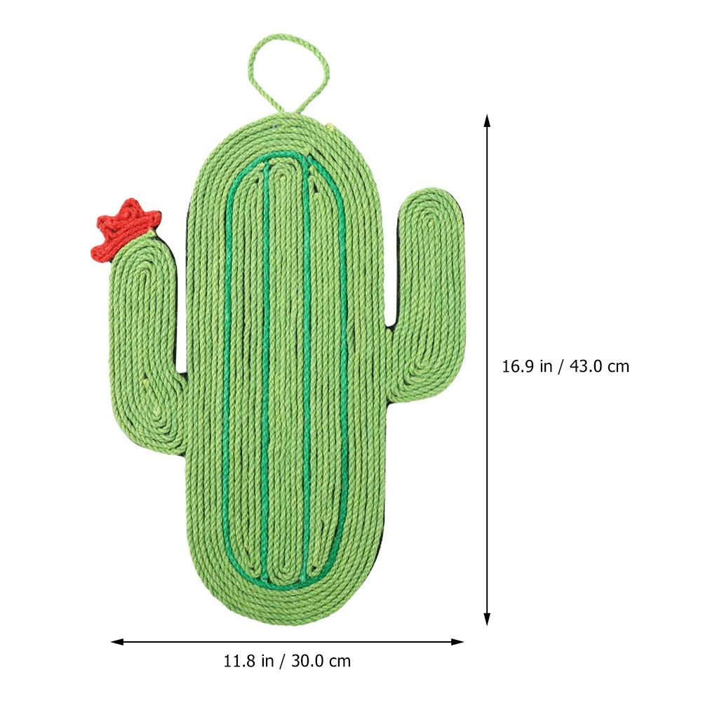 Cartoon Kitten Cat Scratch Pad Cactus Cat Sisal Scratch Mat with Hanging Rope