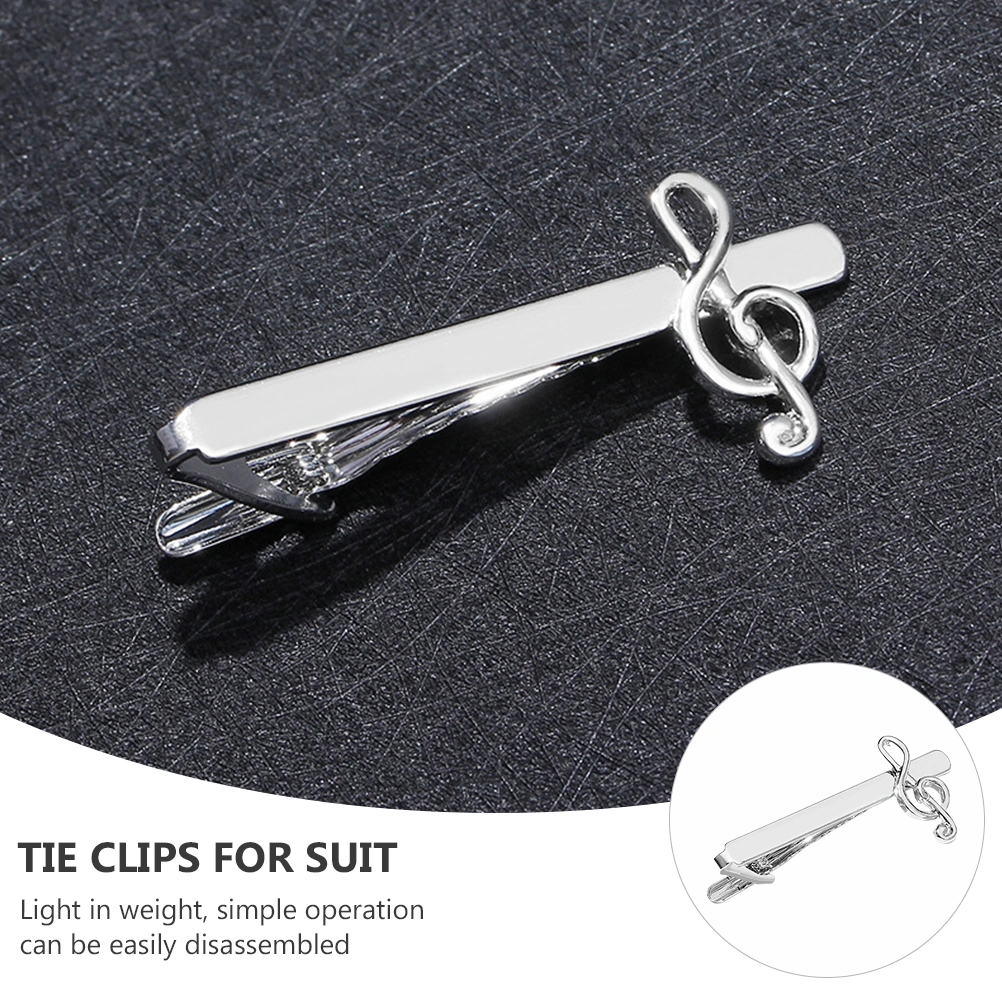 2pcs Musical Note Tie Clips Suit Tie Pinch Clips Tie Clasps Tie Bars for Men