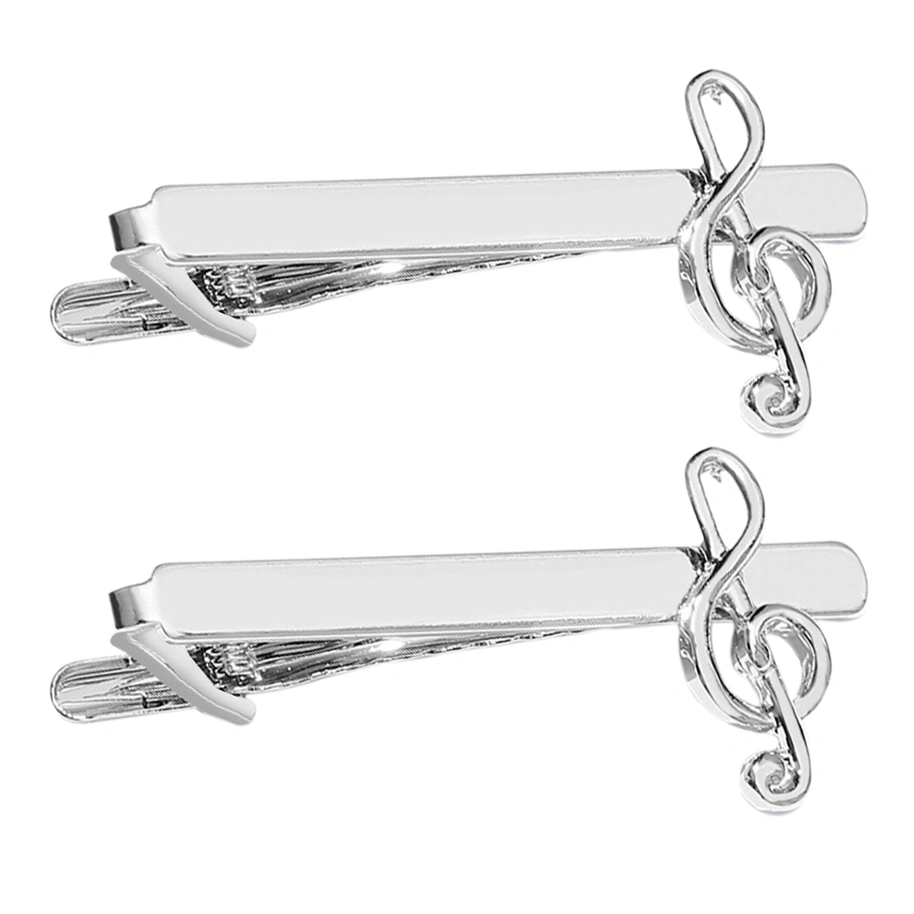 2pcs Musical Note Tie Clips Suit Tie Pinch Clips Tie Clasps Tie Bars for Men