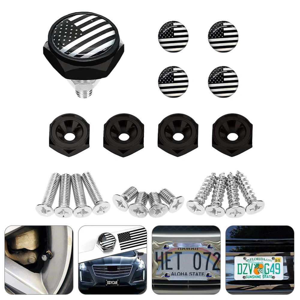 4 Sets American Flag Car License Plate Bolts Screws Car Styling Accessory