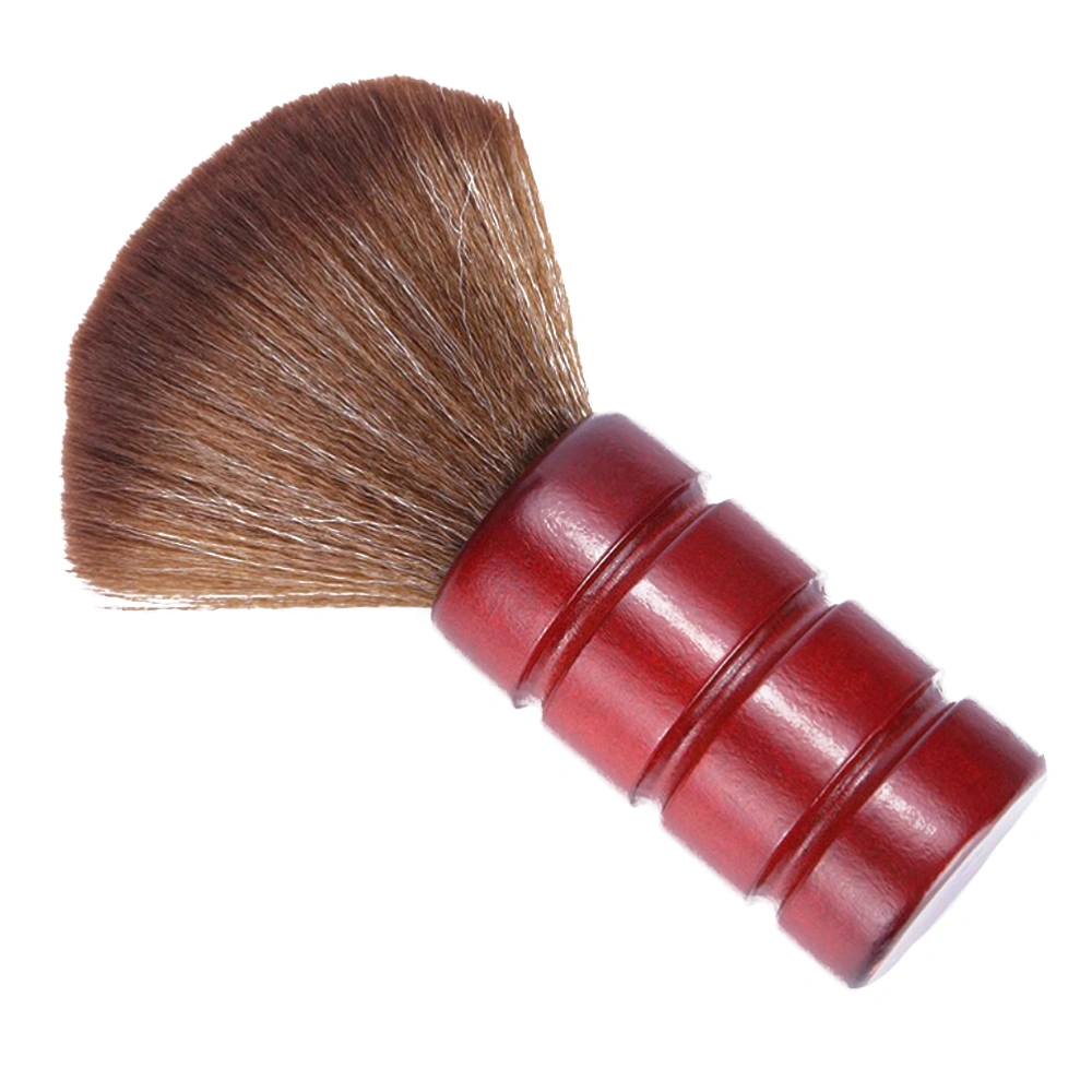 Red Fashion Solid Wood Handle Hair Cleaning Brush Professional Fiber Hair Brush Barber Neck Duster Salon Hair Sweep Hairbrush Hairstyling Tool