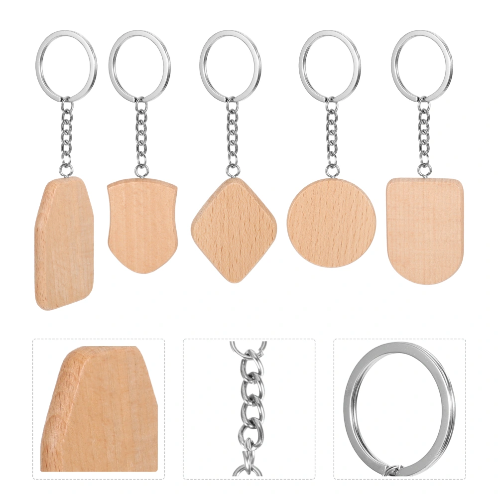 1 Set 5Pcs Practical Wooden Key Chains Exquisite Wood Pendants Hanging Decors