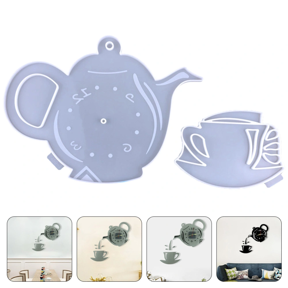 1 Set Silicone Clock Mold Kettle and Cup DIY Wall Hanging Decorative Clock Mold