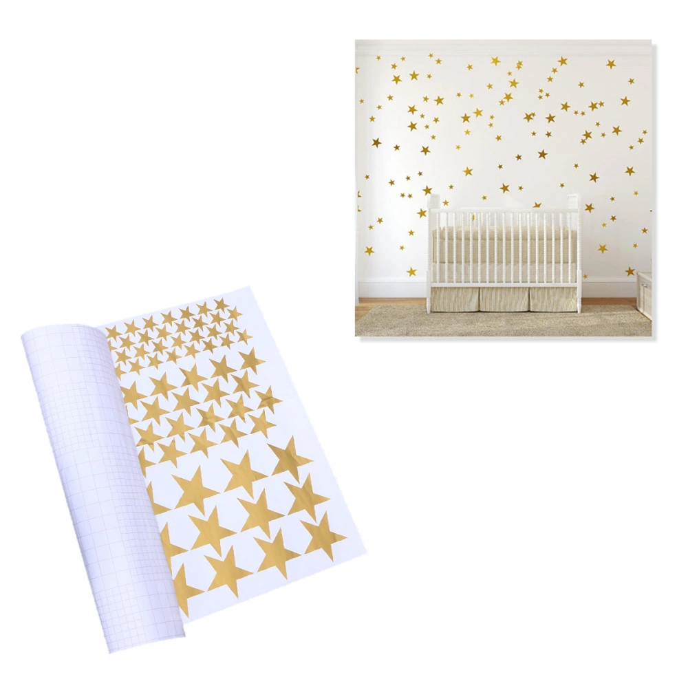 130 Pcs Golden Stars Wall Decal Stars Pattern DIY Wall Stickers Removable Home Decoration Easy to Peel and Stick Wall Decor Sticker for Baby Kids Nursery Bedroom