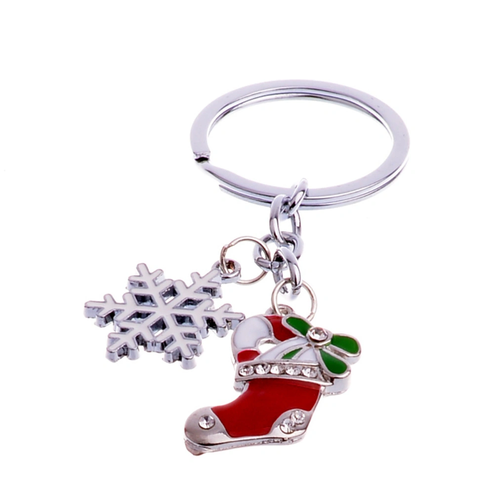 Mini Snowflake Christmas Boot Design Handbag Keychain Key Ring Decorative Car Key Chain Trinket Souvenir Christmas Gift Key Pendant