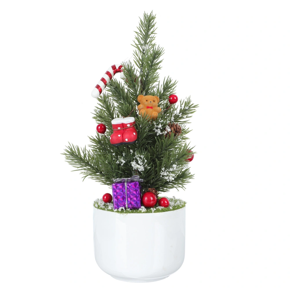 1pc Christmas Artificial Plant Decor Desktop Ornament Xmas Potted Plant Decor