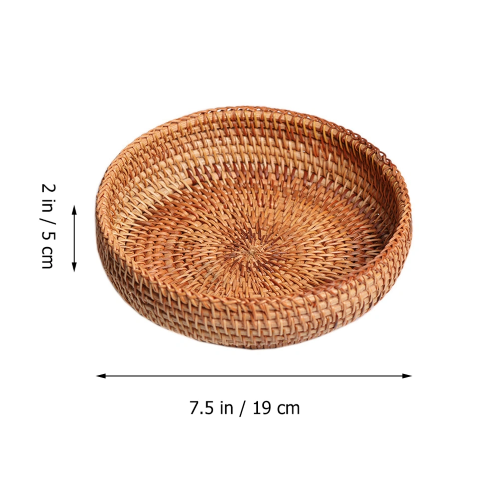 Handmade Rattan Weaving Round Storage Basket Fruit Dish Rattan Bread Basket