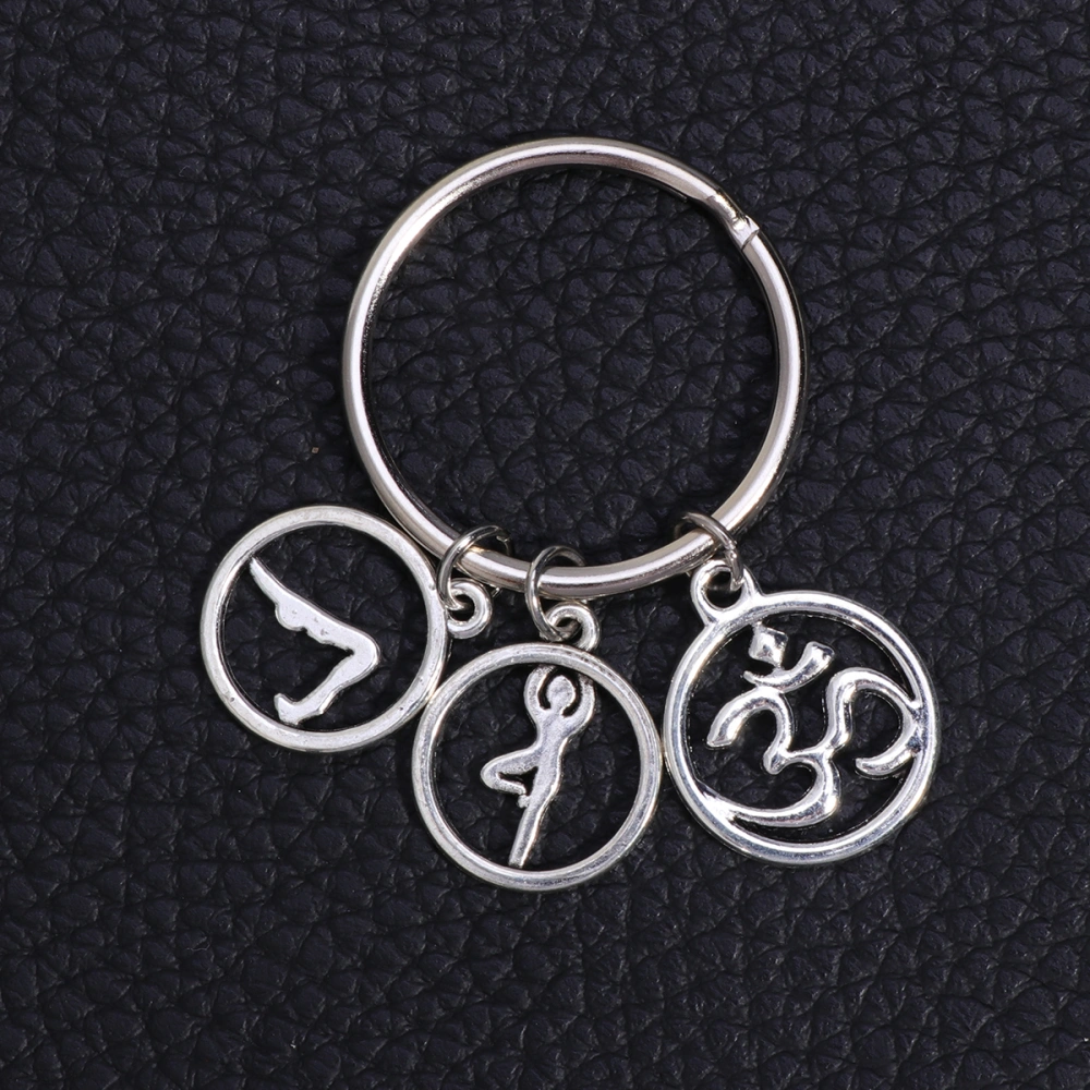 1pc Sports Style Keychain Hollow-out Yoga Postures Keyring Key Ornaments Pendant Gift for Women Men 1#