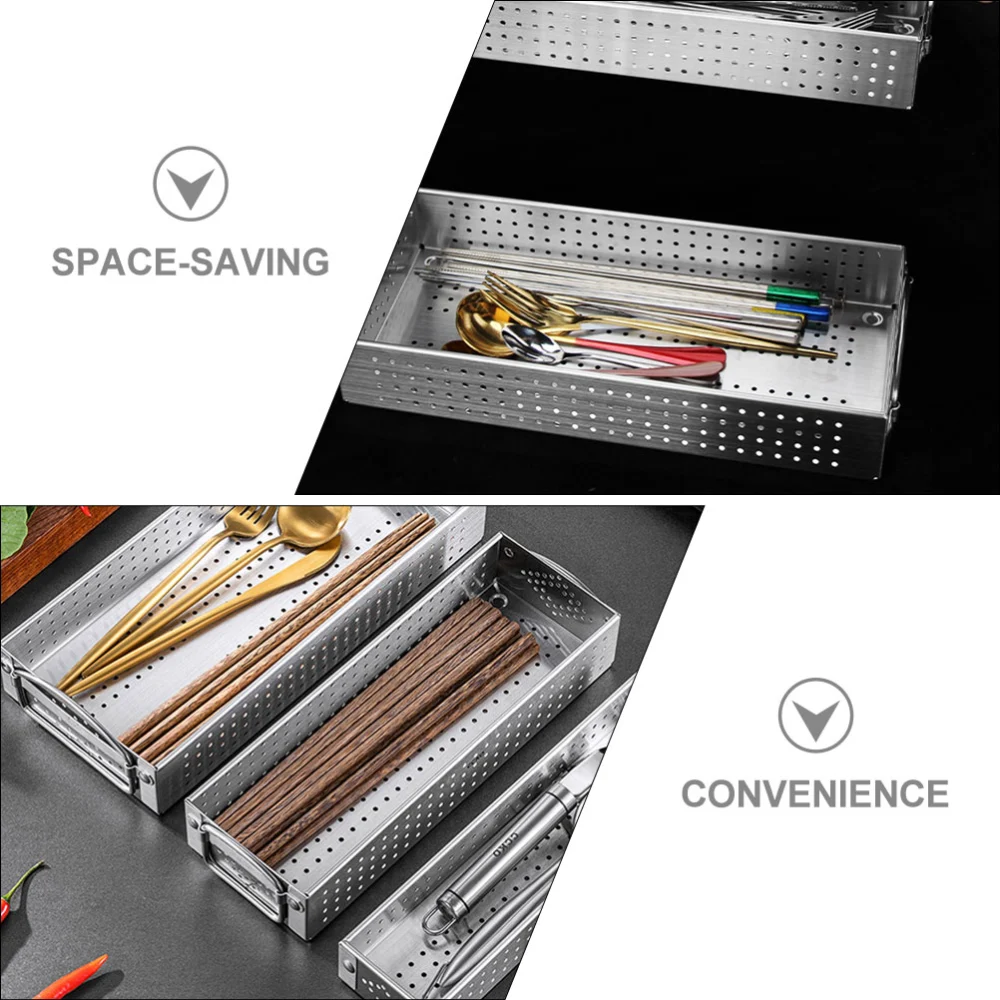 Chopsticks Storage Case Chopsticks Holder Stainless Steel Cutlery Utensil Box Cutlery Drain Case