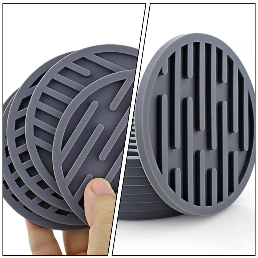 2 Pcs Thicken Striped Cup Coasters Round Shaped Cup Trays Drain Holders