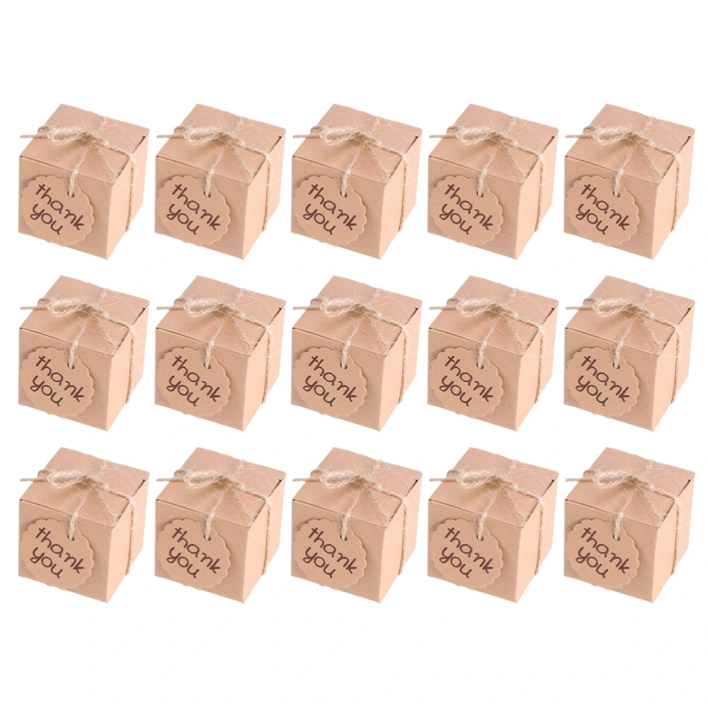 60pcs Candy Box Creative Square Chocolate Storage Case Kraft Paper Box with Cards