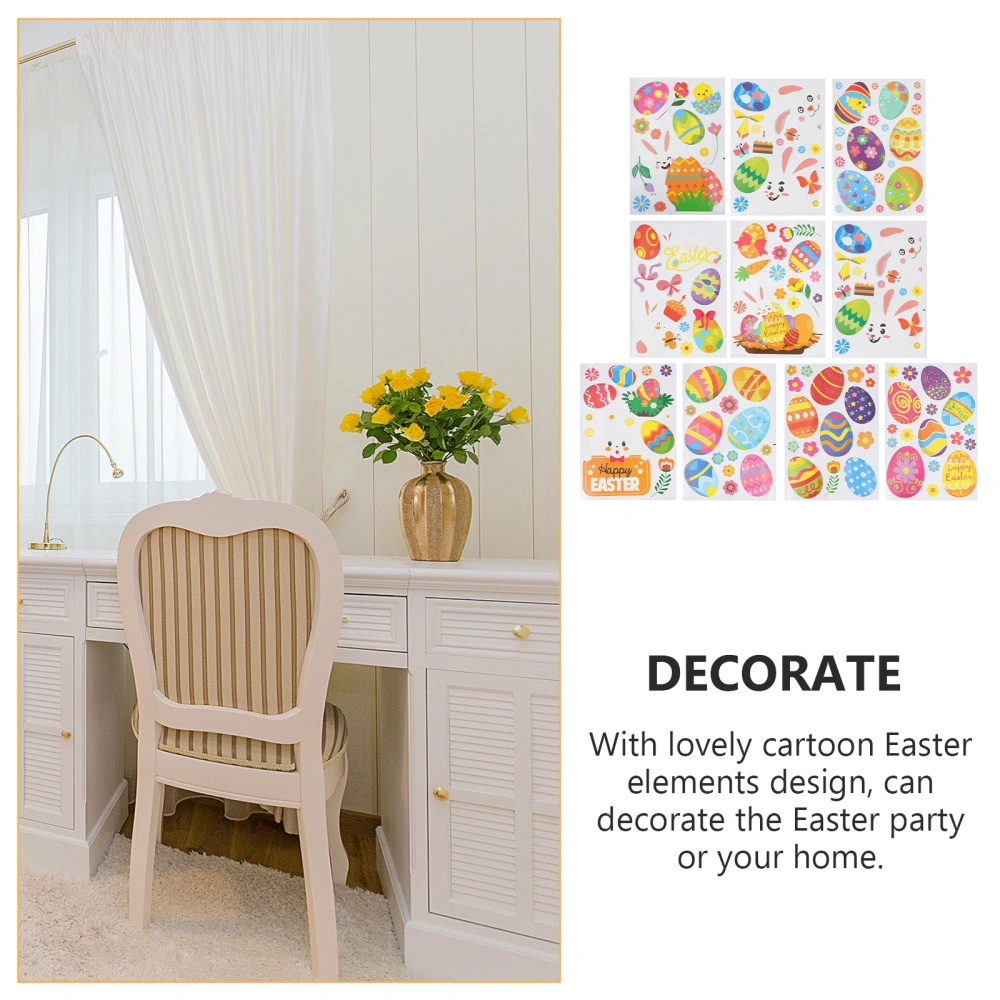 10pcs Easter Eggs Colorful Wall Sticker Living Room Rabbit Decal Festival Decor