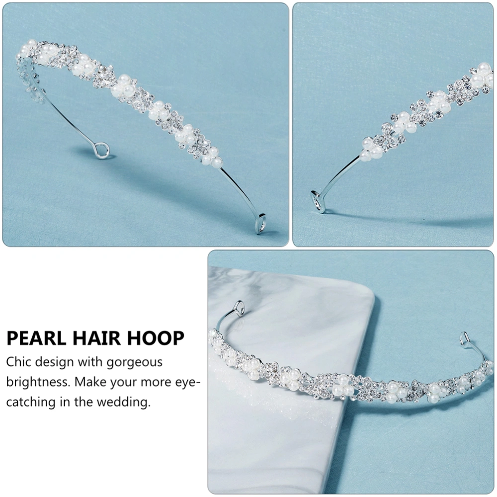 1pc Elegant Baroque Rhinestone Hair Pearl Headdress Fangle Hair Band