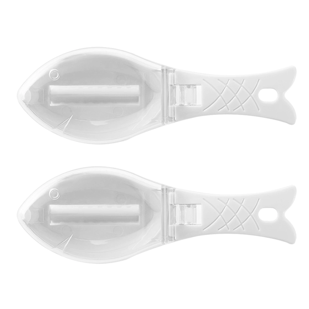 2pcs Practical Fish Scraper Creative Fish Scaler Portable Fish Cleaning Tool Home Kitchen Gadgets Supplies (White)