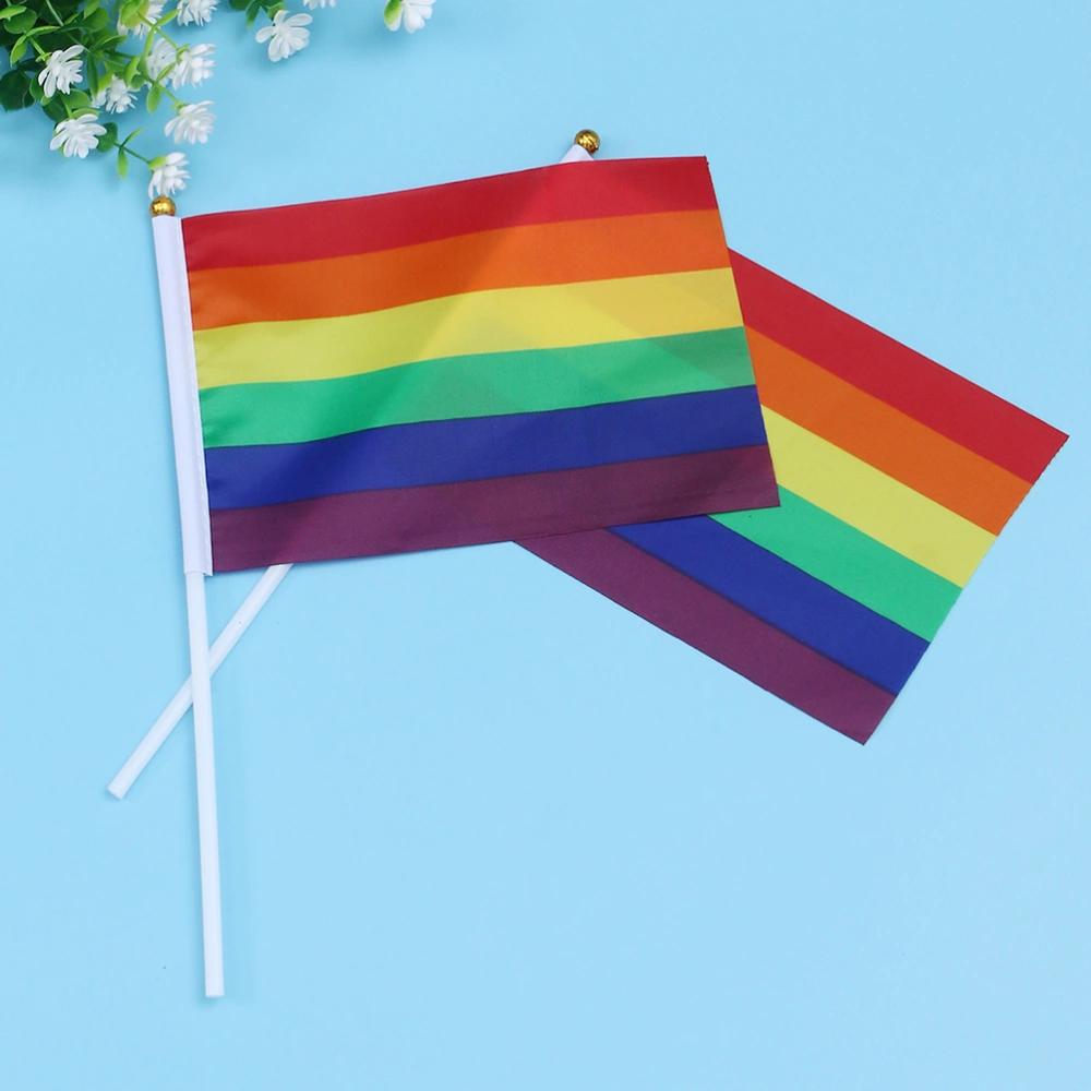 24pcs Rainbow Gay Flag Handheld Flag Party Decorations Party Hand Waving Flag (20x28cm)