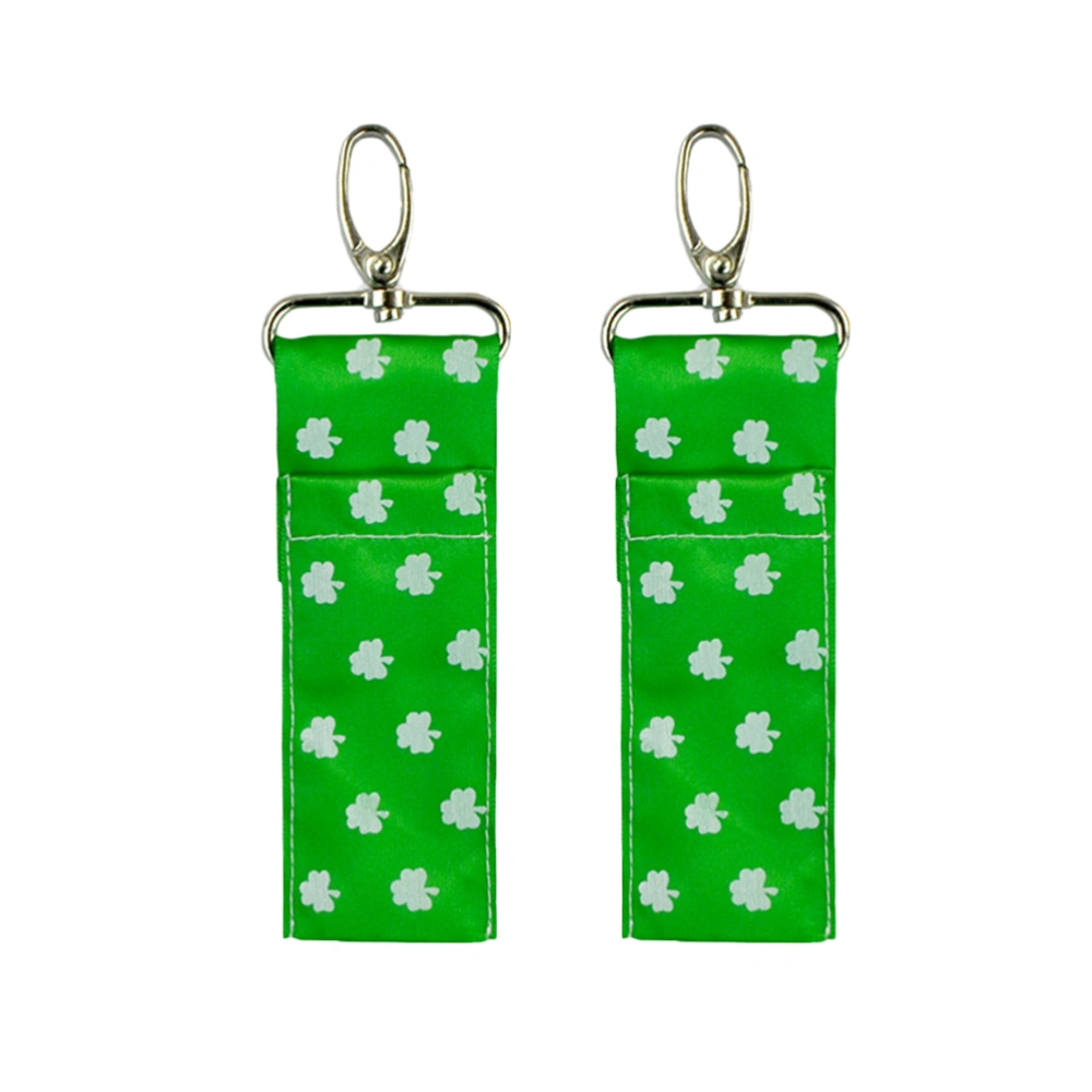 2PCS St. Patrick's Day Lipstick Bag Four Leaf Clover Printed Lipstick Bag Festival Lipstick Storage Bag Portable Lipstick Cover for Women Use Style 3