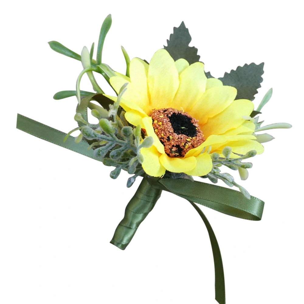 Sunflower Shape Lapel Lifelike Floral Breastpin Wedding Brooch Plastic Dress Up Supplies Accessary Party Gift Props Decor