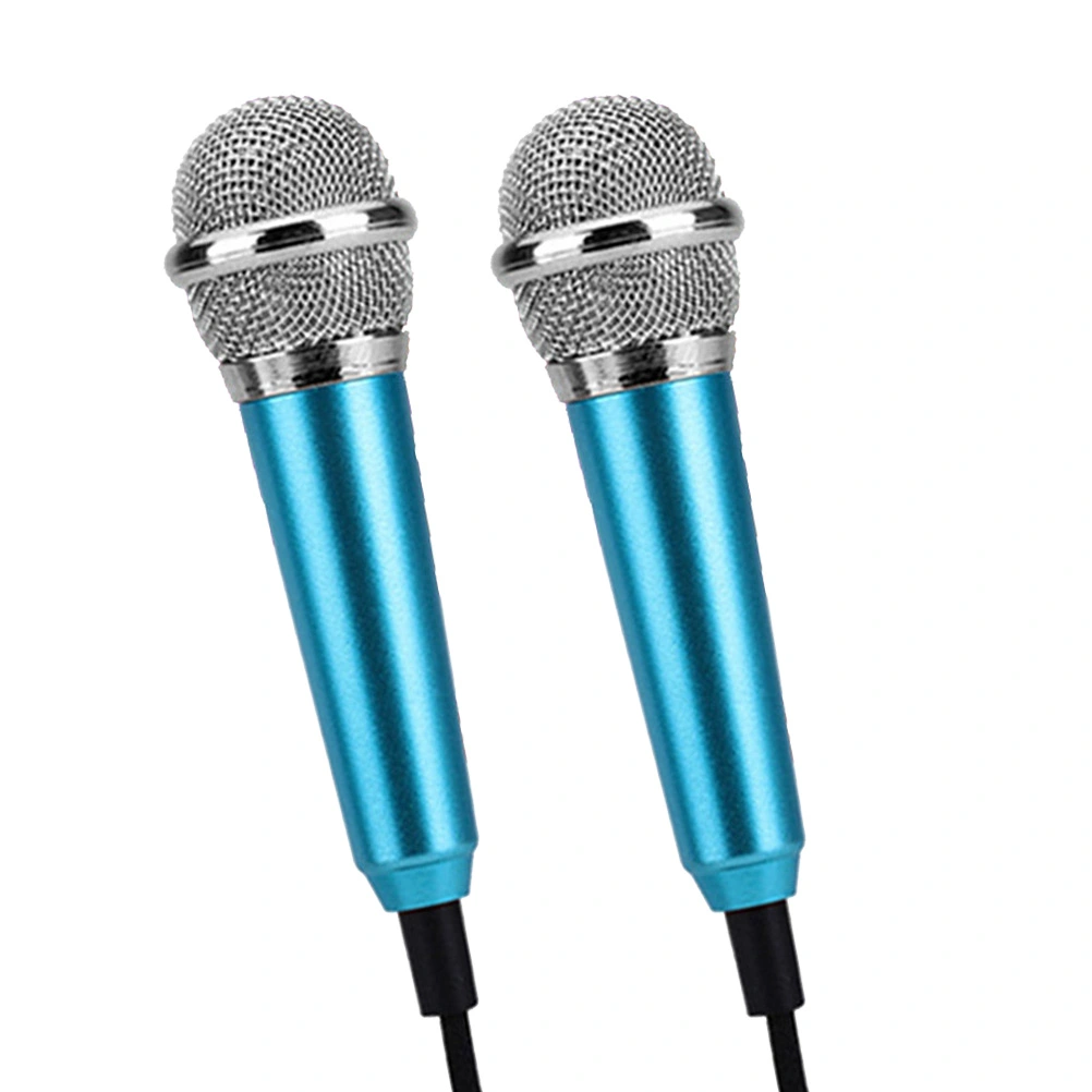 2pcs Mobile K Song Microphone National K Singing Bar Microphone Song Artifact Cell Phone Microphone Mini Microphone (Blue, Random Type)