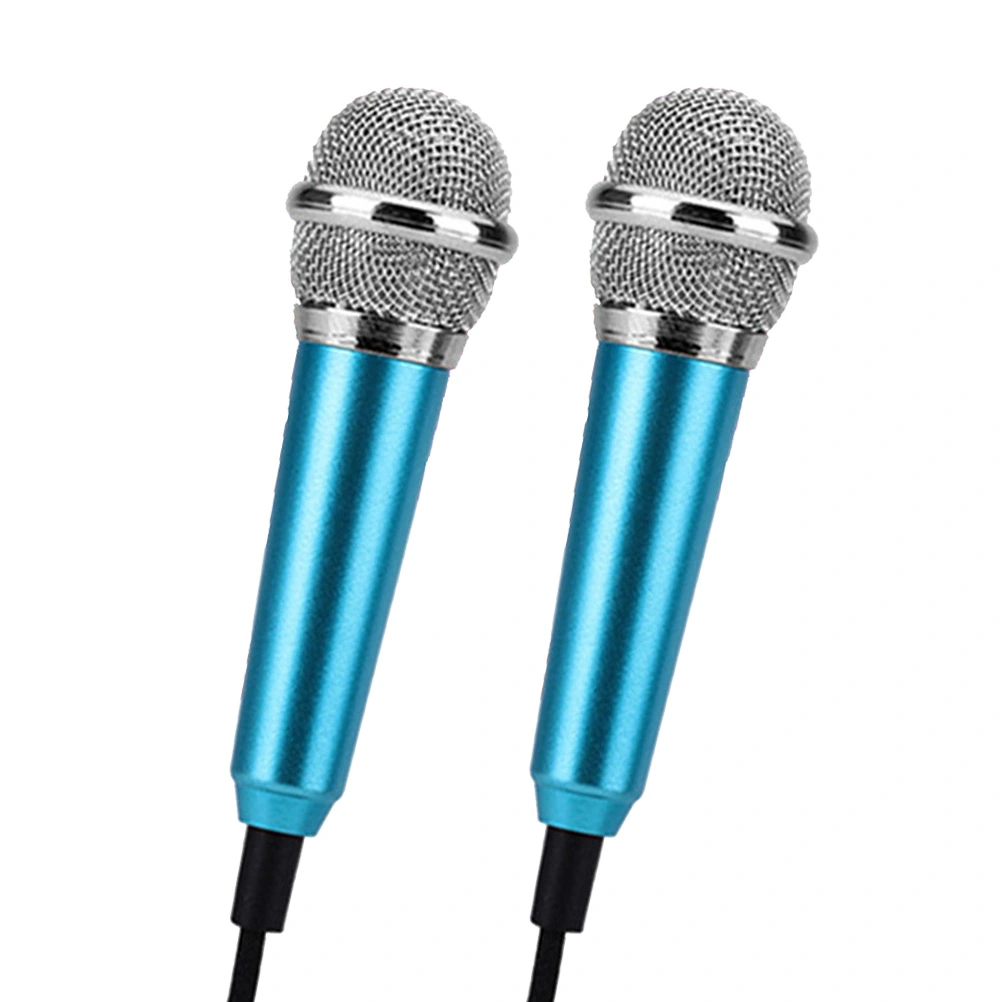 2pcs Mobile K Song Microphone National K Singing Bar Microphone Song Artifact Cell Phone Microphone Mini Microphone (Blue, Random Type)