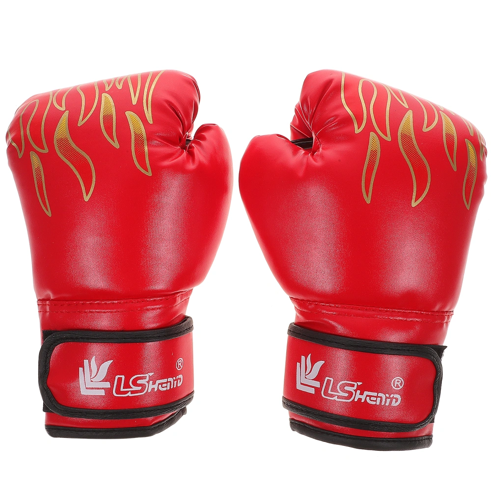 1 Pair Breathable Boxing Gloves Protective Training Mitts Sparring Hand Pads for Children Kids (Red)