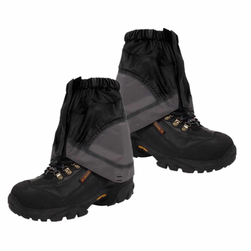 Outdoor Waterproof Gaiters Lighweight Nylon Hiking Boot Gaiters Sand Mud Prevention Gaiters (Black and Rope for Random Color)