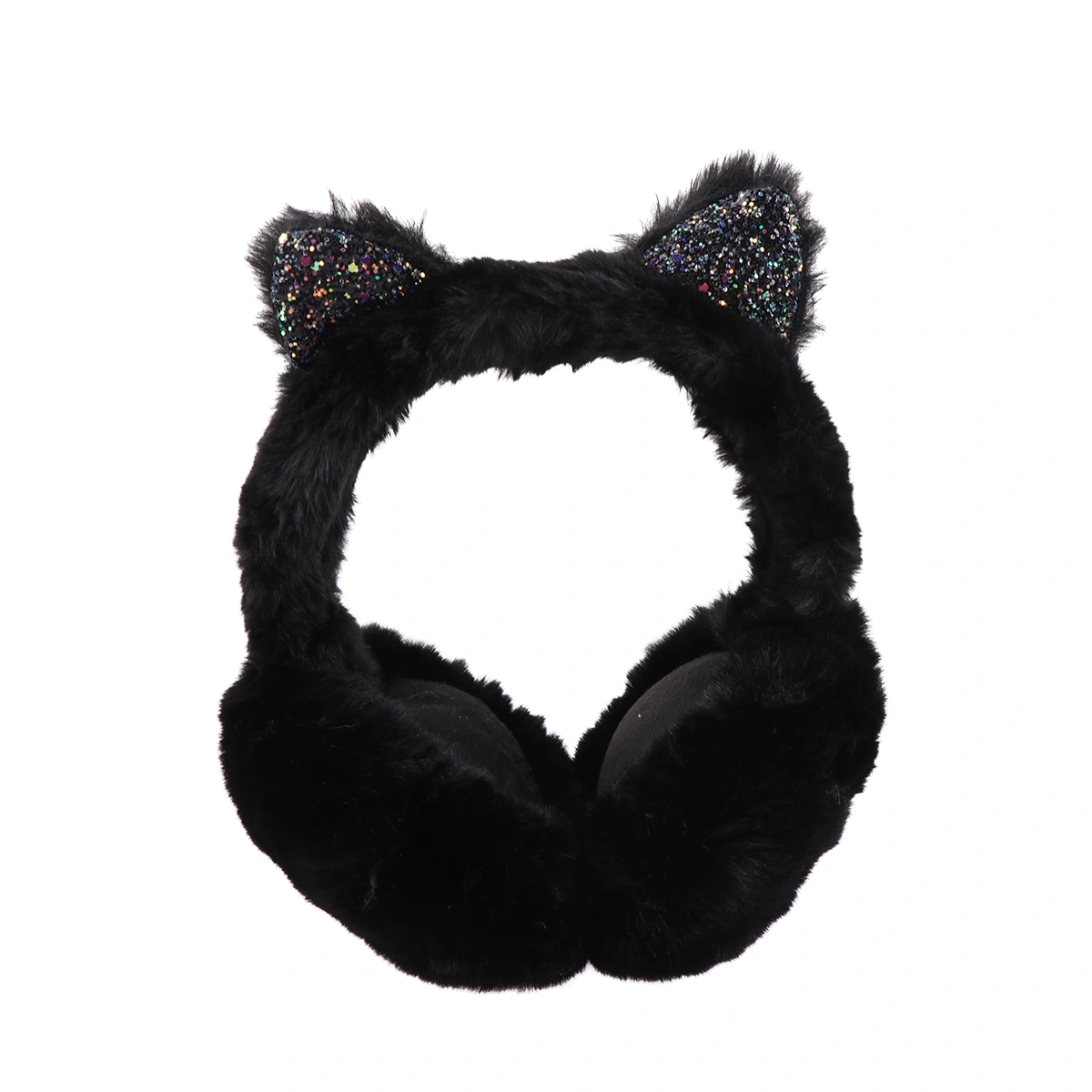 1PC Cold-proof Plush Earmuffs Cartoon Cat Ear Earmuffs Lovely Winter Ear Warmer Warm Folding Ear Muffs for Girls Wearing Black