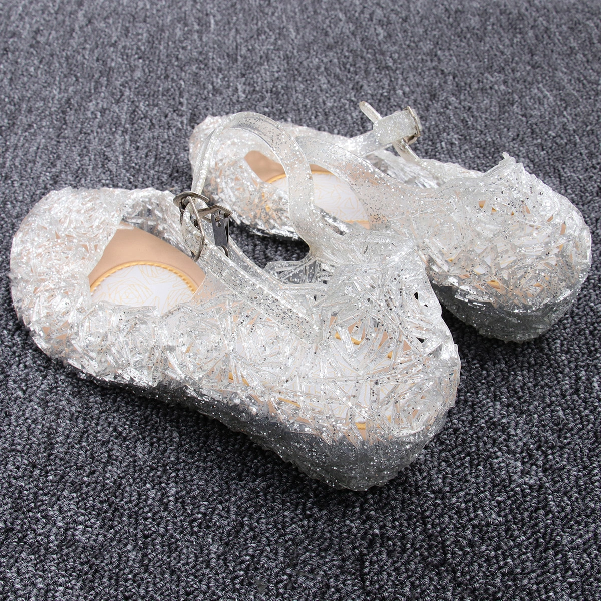 1 Pair of Baby Girl Sandals Little Girl High Heel Jelly Sandals Summer Shoes - Size 29 (White)