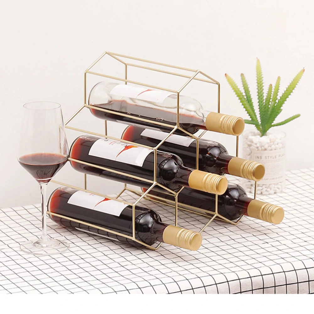 Creative Vintage Wire Wine Rack Wine Display Rack Storage Bottles Rack Stand Home Accessory Holds 6 Bottles