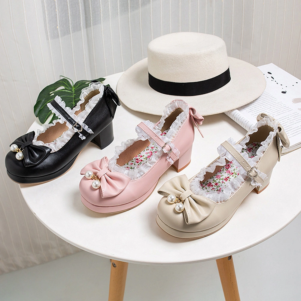 1 Pair Stylish Female Footwear Thicken Heel Shoes High Heeled Shoes for Girl