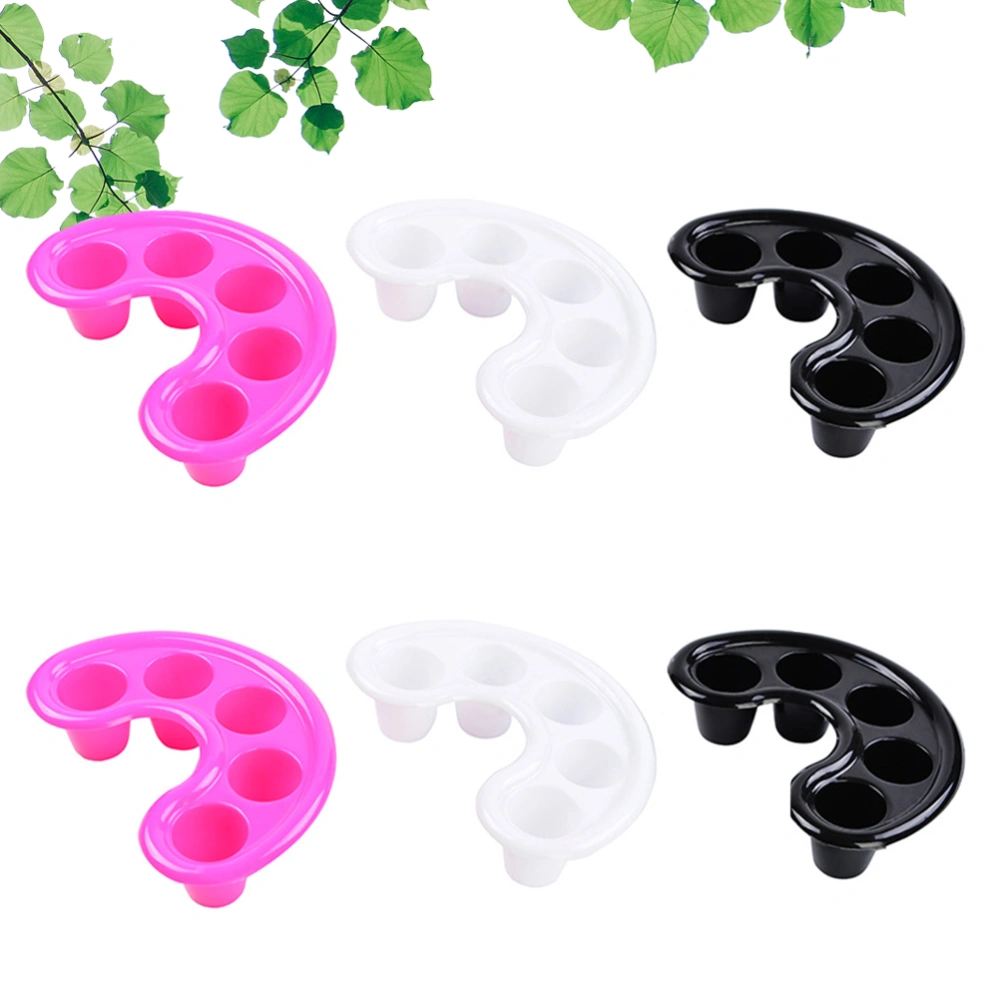 6pcs 5-hole Manicure Bowls Nail Soaker Treatment Remover Tool Soften Nail Dead Skin Removing Bowls Manicure Care Tool (Black + White + Rosy)