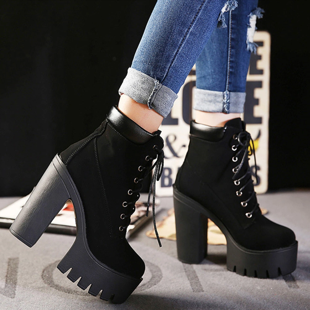 1 Pair of Winter Classic High Heels Boots Ankle Boots for Women with Round Head