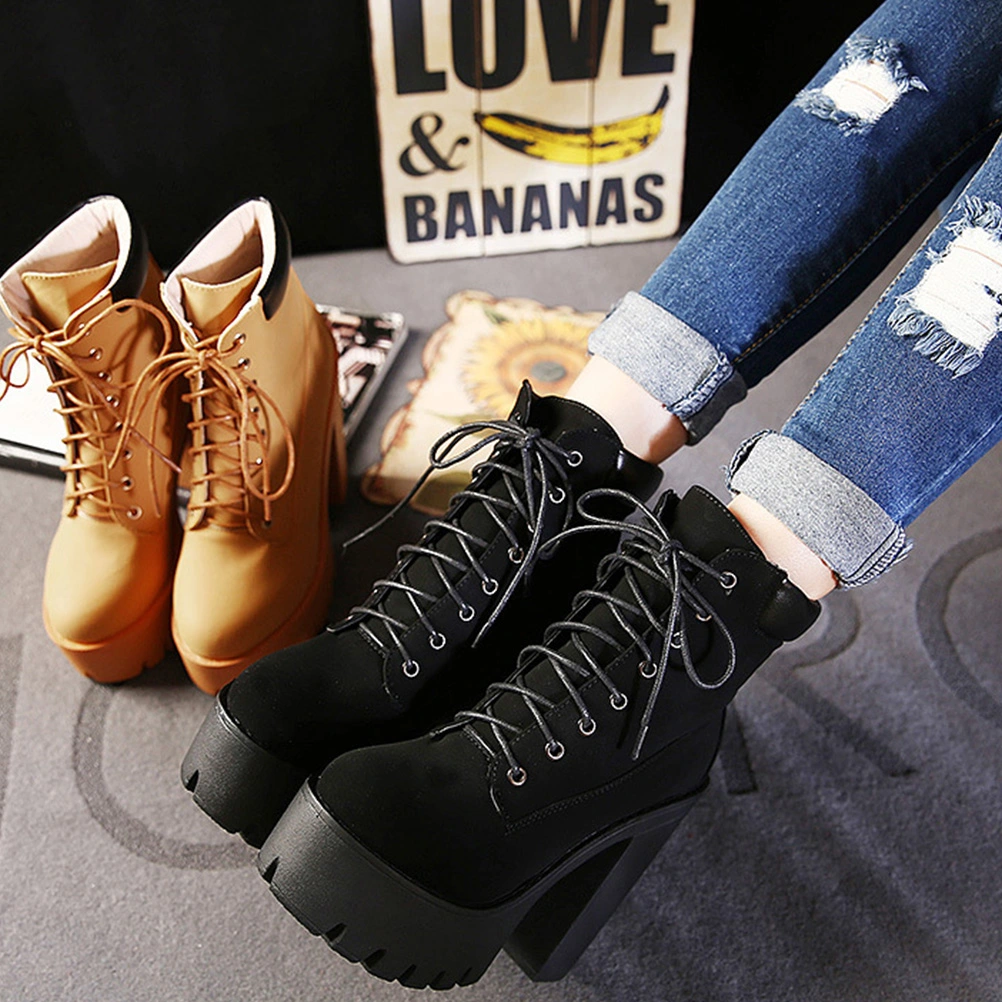 1 Pair of Winter Classic High Heels Boots Ankle Boots for Women with Round Head