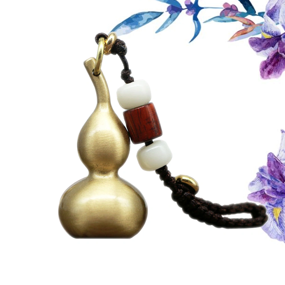 Fashion Gourd Brass Elbow Gourd Home Hanging Car Key Pendant Pendant with Rope - Size Small Hollowed Brushed (Golden)