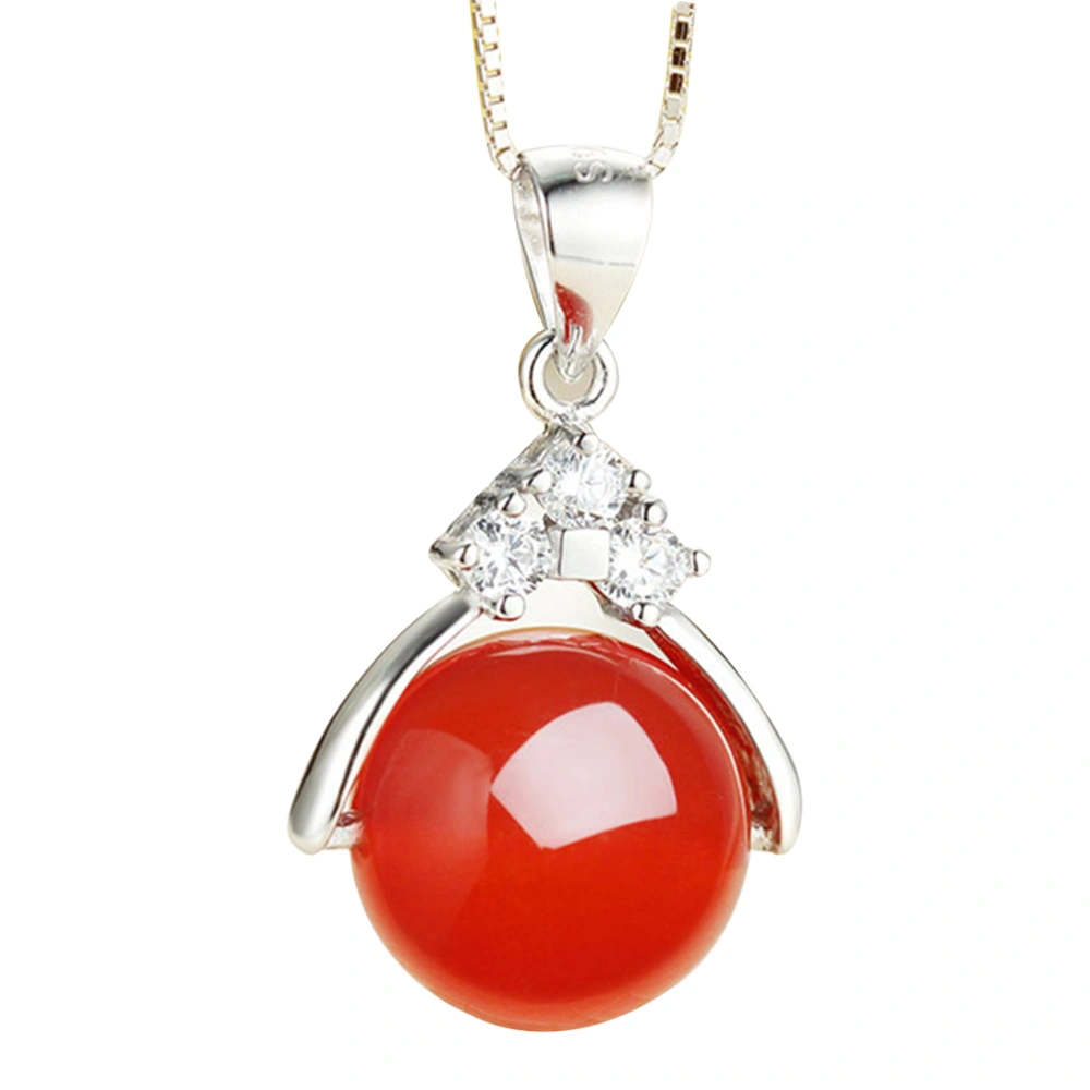 12mm Emerald Agate Bead Pendant Charms Chalcedony Gemstone Necklace Jewelry Bead Pendant for Woman Girl (Red)