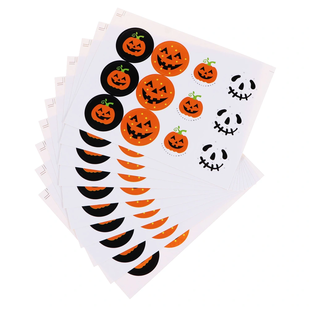 10pcs Pumpkin Ghost Candy Stickers Bag Stickers Halloween Party Favor Stickers Gifts Supplies for Decoration