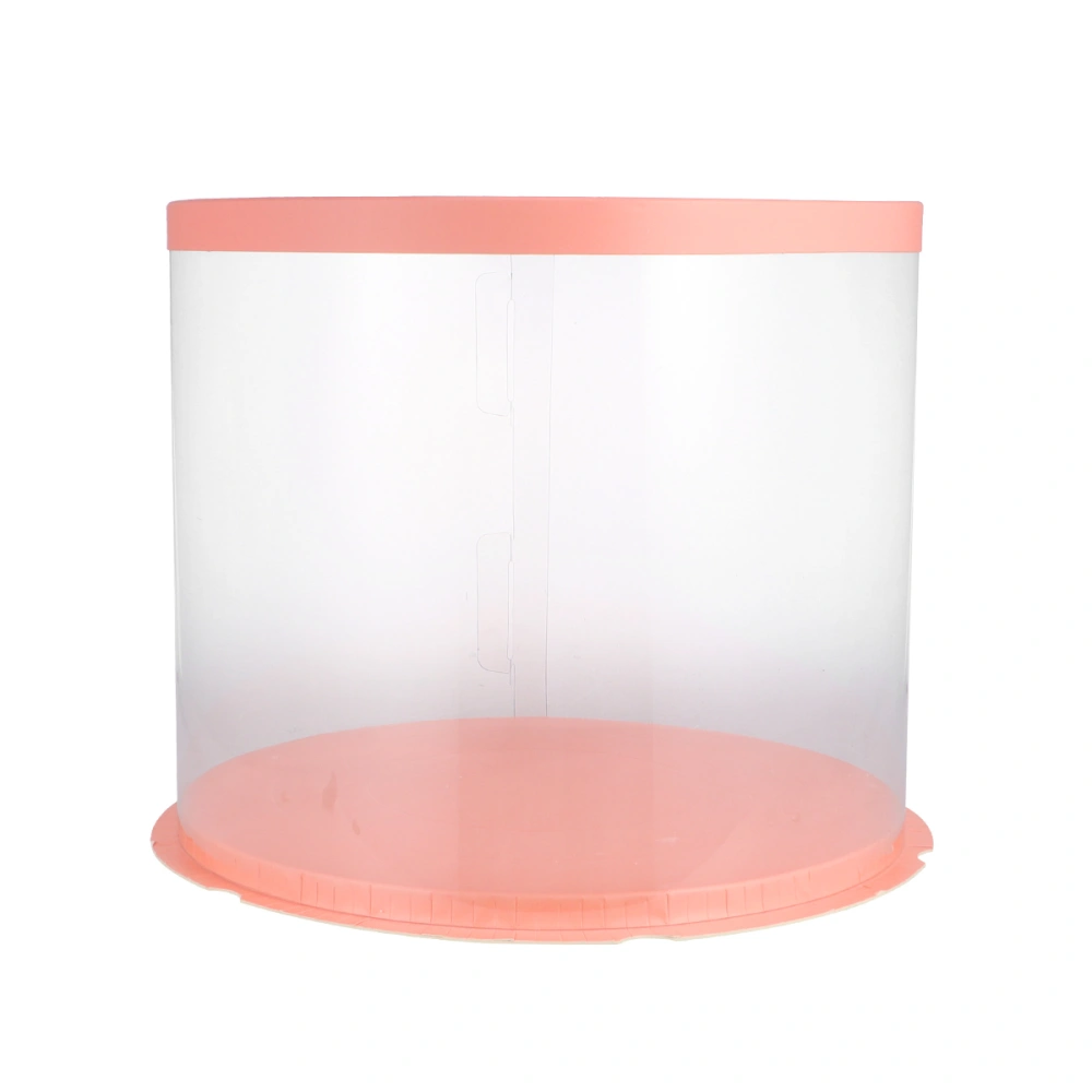 Plastic Cake Box Round Cake Packaging Boxes Transparent Organizer for Home Dessert Shop (Pink, Double-layer) (10inch)