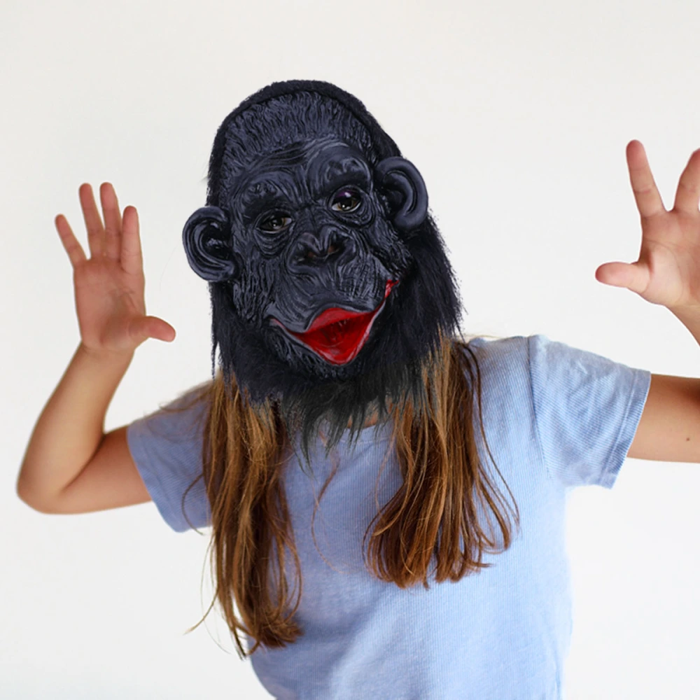 1Pc Halloween Gorilla Mask Scary Horror Dress-Up Mask Performance Tool Party Supplies Black