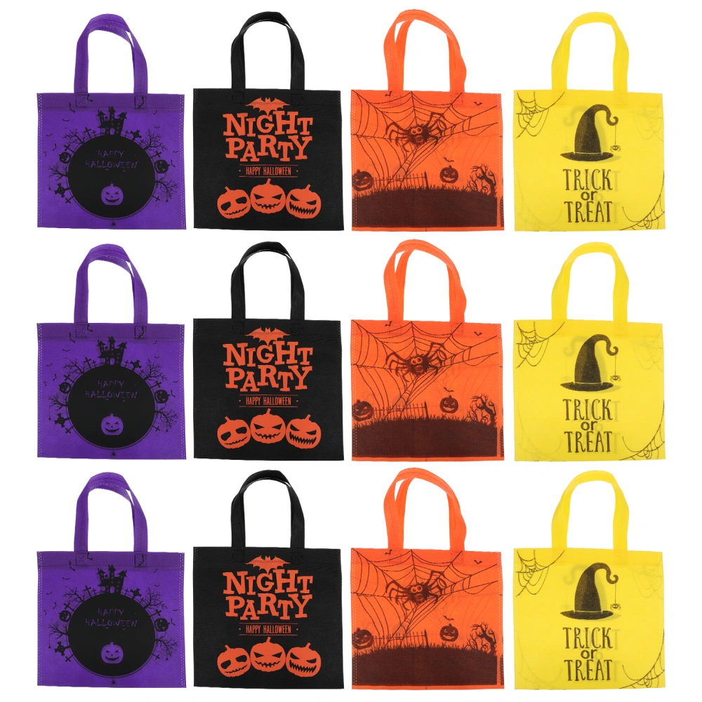 12PCS Halloween Non-Woven Bag Themed Party Candy Packaging Bag Gift Decor Pouch