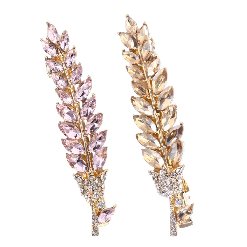 2Pcs Pretty Hair Crystal Hair Clips Bang Clamps Delicate Barrettes (Spring)