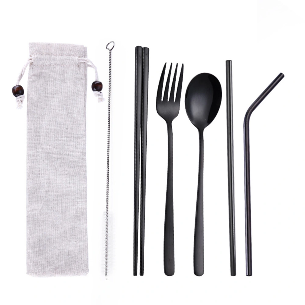 1 Set/5pcs Useful Tableware Set Portable Lightweight Travel Camping Cutlery Set for Home Kitchen with Storage Bag