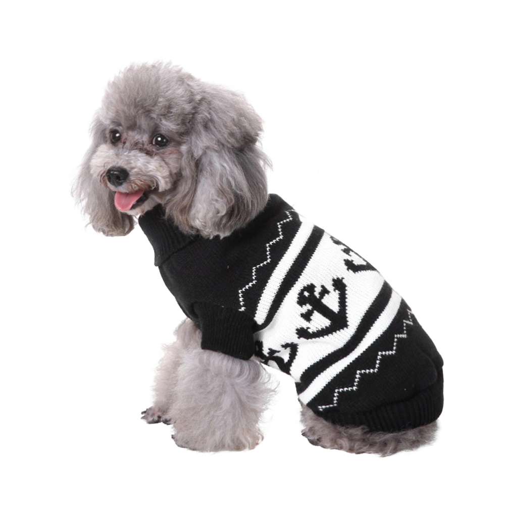 Christmas Pet Knitted Sweater Anchor Pattern Turtleneck Sweater Adorable Puppy Clothes Winter Warm Pet Costume Party Supplies - Size M